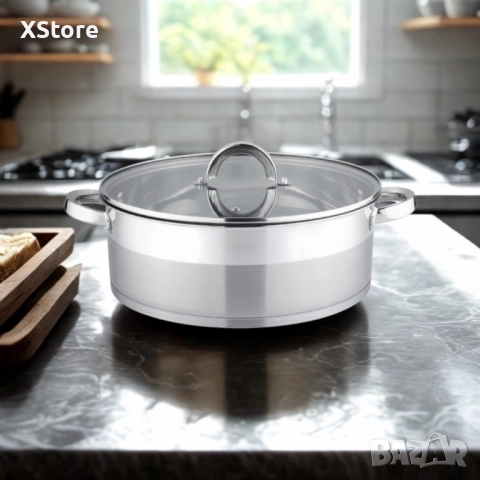 Тенджери Bohmann, Неръждаема стомана, Индукция, Закалено стъкло, снимка 4 - Съдове за готвене - 52507415