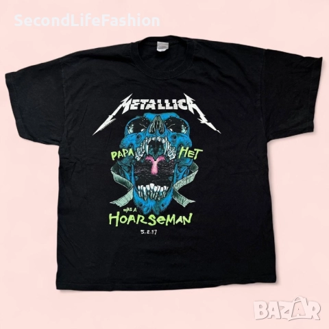 Fruit of the Loom Тениска Metallica Papa Het Was Horseman, мъжка размер XL графичен принт