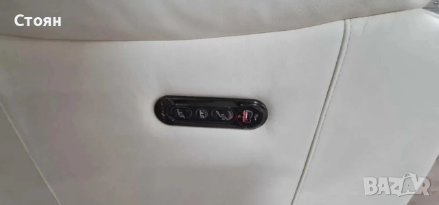 Бял кожен фотьойл La-z-boy с електрически релаксиращ механизъм, снимка 5 - Дивани и мека мебел - 52010339