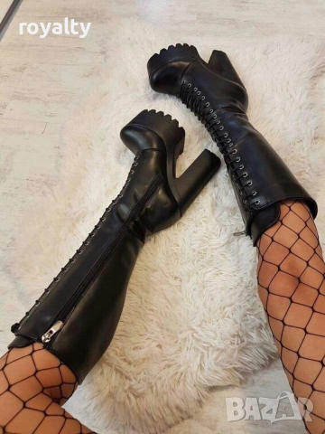 Ботуши на ток - черна кожа, снимка 2 - Дамски ботуши - 52282452