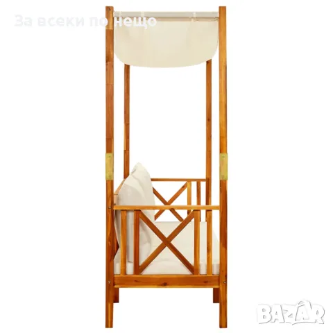 Градинска пейка със сенник и табуретки за крака, акация масив Код P509, снимка 2 - Градински мебели, декорация  - 50279185