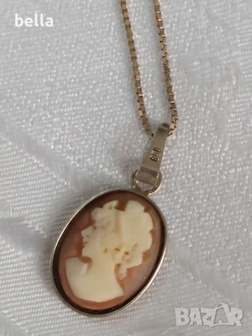 Сребърно старо антикварно колие - медальон камея -800 проба., снимка 4 - Антикварни и старинни предмети - 50848790