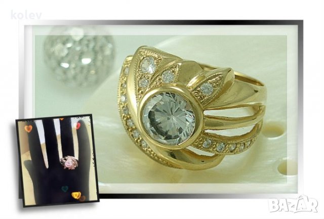 Продаден!златен пръстен с цирконии -Паула- 7.22 грама/ размер №57, снимка 1 - Пръстени - 28223268