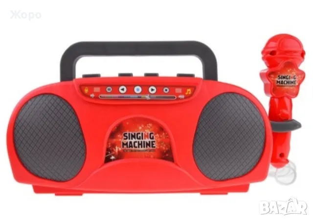 ДЕТСКИ КАРАОКЕ ЧЕРВЕН КАСЕТОФОН С МИКРОФОН СЪС СВЕТЛИНА 120711, снимка 9 - Музикални играчки - 47587955