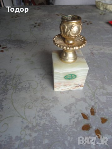 Страхотен италиански свещник бронз и оникс , снимка 3 - Декорация за дома - 42984956