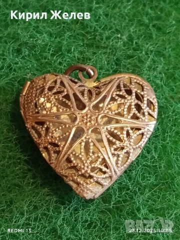 Винтидж сребърен медальон във формата на сърце филигранна изработка за съхранение на спомен 43287, снимка 4 - Колиета, медальони, синджири - 52882317