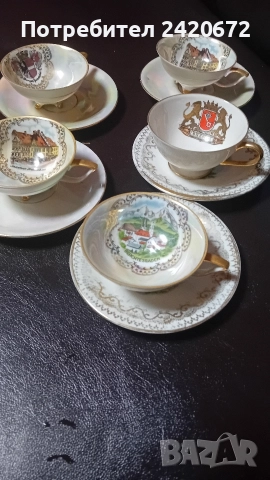 антични чаши със златен кант, снимка 4 - Антикварни и старинни предмети - 52647171