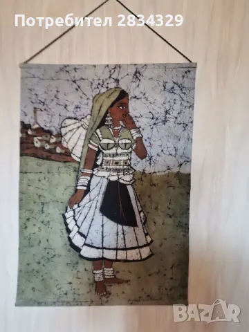 Батика върху коприна, индийски, , снимка 2 - Антикварни и старинни предмети - 49651035