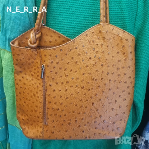 Чанта от естествена кожа-щраус, снимка 2 - Чанти - 53231373