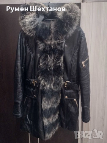 Дамски кожено яке с качулка , снимка 3 - Якета - 52500610