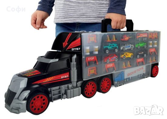 Камион Dickie Toys с дръжка за пренасяне с включени превозни средства, снимка 5 - Коли, камиони, мотори, писти - 32356727