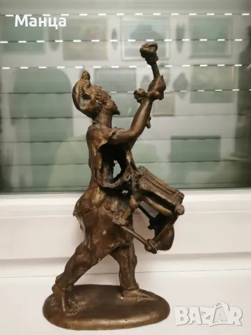 Африканска бронзова статуетка, снимка 2 - Антикварни и старинни предмети - 49525175