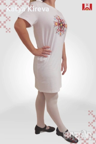 Дамска памучна рокля с фолклорни мотиви , снимка 3 - Рокли - 53046533