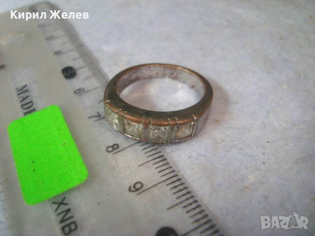 СТАР МЕДЕН РЕТРО ПРЪСТЕН с ФАСЕТИРАНИ КРИСТАЛИ 31441