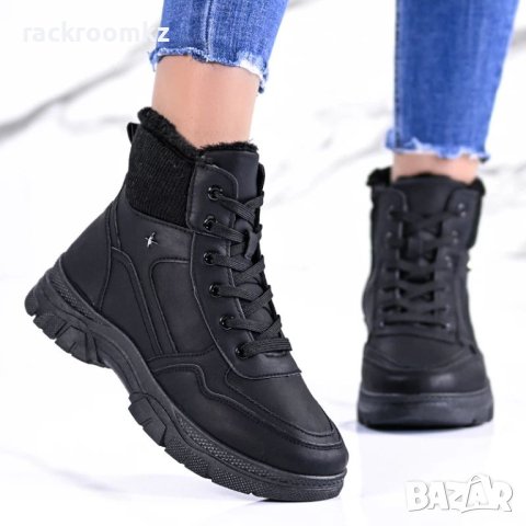 Дамски боти с вата с връзки и цип в черен и в червен цвят модел: B3111, снимка 3 - Дамски боти - 43086550