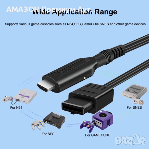 Адаптер за конвертиране на Nintendo64 към HDMI/Nintendo N64/SNES/NGC,HDMI кабел 1м, снимка 6 - Аксесоари - 44874148