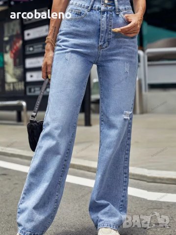 Нови широки дамски дънки със средна талия, снимка 6 - Дънки - 39103912