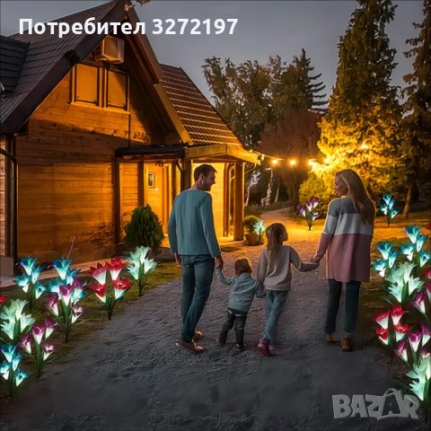 Соларни градински светлини с цветни глави на лилия ,водоустойчиви