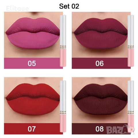Комплект от 4 броя МАТОВИ ЧЕРВИЛА за устни с водоустойчива структур, снимка 3 - Козметика за лице - 52787802