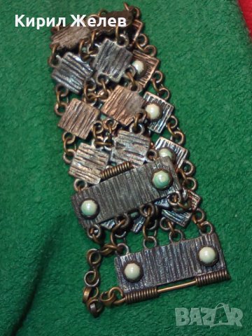19 ВЕК СКЪПОЦЕННА ВЪЗРОЖДЕНСКА ПОСРЕБРЕН БРОНЗ МАЙСТОРСКА ЕТНО ОГЪРЛИЦА с ЩИФТ НАКИТ за НОСИЯ 11842, снимка 2 - Антикварни и старинни предмети - 33216558