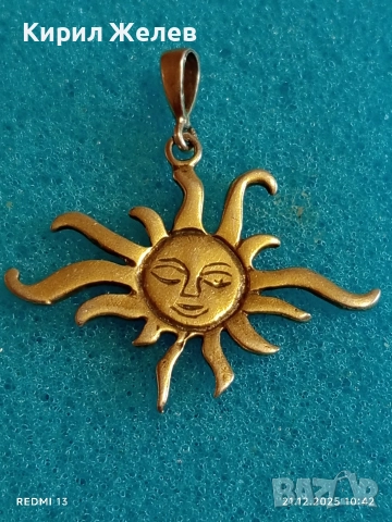 Сребърен медальон Слънчево лице много красив стилен дизайн 29444, снимка 5 - Колиета, медальони, синджири - 52863801