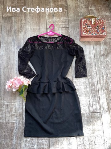 Страхотна нова черна еластична рокля с пеплум на талията , снимка 11 - Рокли - 37246305