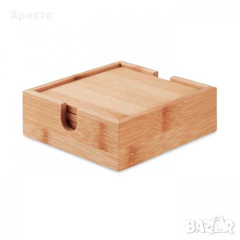 подложки за чаши дървени комплект масивни от бамбук, естествен, снимка 2 - Други - 35066975