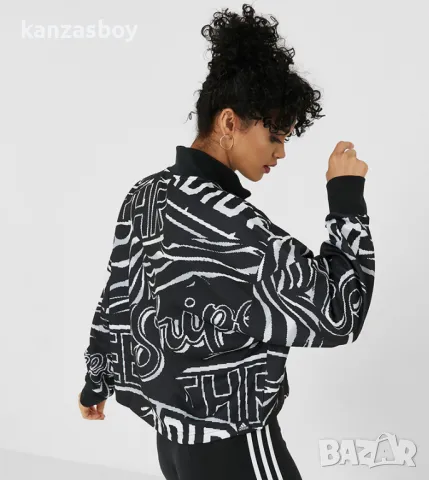 Adidas Allover Print Doubleknit Half Zip Sweatshirt - страхотно дамско горнище КАТО НОВО Л, снимка 2 - Спортни екипи - 48492980