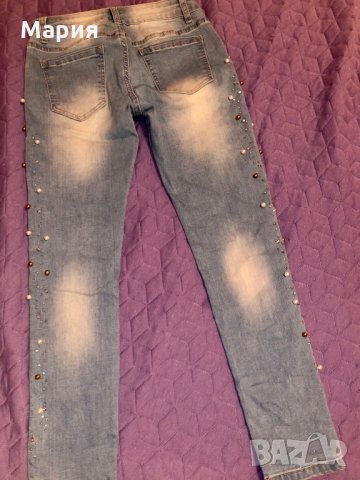 Дънки с перли , снимка 2 - Дънки - 27615292