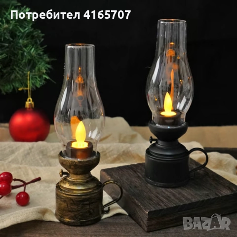 LED винтидж декоративна лампа с трептяща светлина, снимка 3 - Други - 52815487