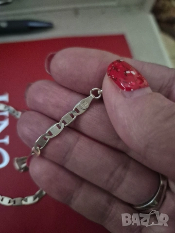 красив сребърен синджир, снимка 2 - Колиета, медальони, синджири - 53060208