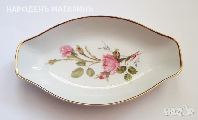 JOHANN SELTMANN - немски порцелан плато фруктиера порцеланова бонбониера роза цветя 
