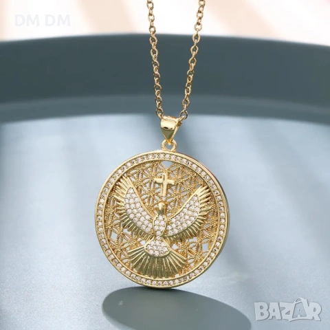 🕊️Религиозно колие, медицинска стомана с позлата 