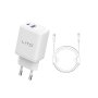 Lito - Wall Charger (LT-LC02) - Type-C PD20W, USB-A 18W, Fast Charging with Cable USB-C to Lightning, снимка 4