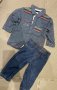 Нов пролетен комплект дънки с риза,12м, снимка 1 - Комплекти за бебе - 28520634