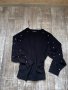 Черна блуза лек тънък пуловер овърсайз  широк прилеп перли  Zara , снимка 2