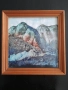 Стара картина планински мотив с дървена рамка и стъкло, снимка 1