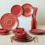 ПЪЛЕН СЕРВИЗ ЗА МАСА, KERAMIKA, 24 ЧАСТИ, КЕРАМИКА, ЖЪЛТ/ЧЕРВЕН, снимка 4