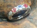 Сребърен пръстен с Рубини и Сапфир, снимка 1 - Пръстени - 37070666