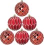 6 броя Коледна украса, Големи топки 150 мм, (червена мрежа), снимка 1