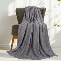 Одеяло тип шерпа / sherpa, 200x220 см, 100% полиестер, сиво, *Ново*, снимка 1 - Олекотени завивки и одеяла - 43287681