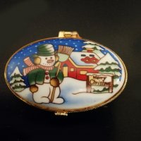 Порцеланова малка бижутерна кутийка с Коледни мотиви, снимка 3 - Коледни подаръци - 27214034