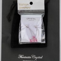 Позлатени обеци с розови Swarovski кристали марка Fantastic Crystal, снимка 2 - Обеци - 33248260