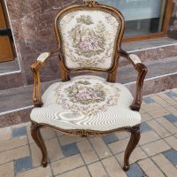 Френско кресло с подлакатници и гобленова дамаска , снимка 7 - Антикварни и старинни предмети - 43089665