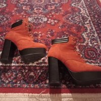 обувки на висок ток, оранжеви, снимка 1 - Дамски обувки на ток - 43092414