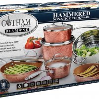 Луксозен Комплект съдове за готвене Gotham Steel Hammered Collection, 10 части, снимка 5 - Съдове за готвене - 33647607