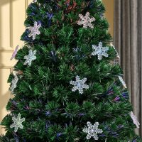 Коледна елха, изцяло украсена с оптични влакна и цветни LED светлини 210см, снимка 6 - Декорация за дома - 38416525