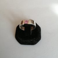 Сребърен изчистен пръстен с розов цирконий. Сребро проба 925. , снимка 3 - Пръстени - 38423133