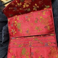 Голямо  портмоне от КОПРИНА,  японски стил, бордо на цветя, снимка 12 - Портфейли, портмонета - 39488353