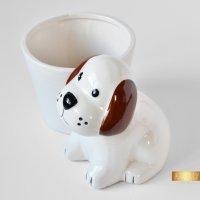 Керамична кашпа с куче / Подарък за любителка на кучета / Кашпа за цветя с форма на куче, снимка 7 - Декорация за дома - 40513375